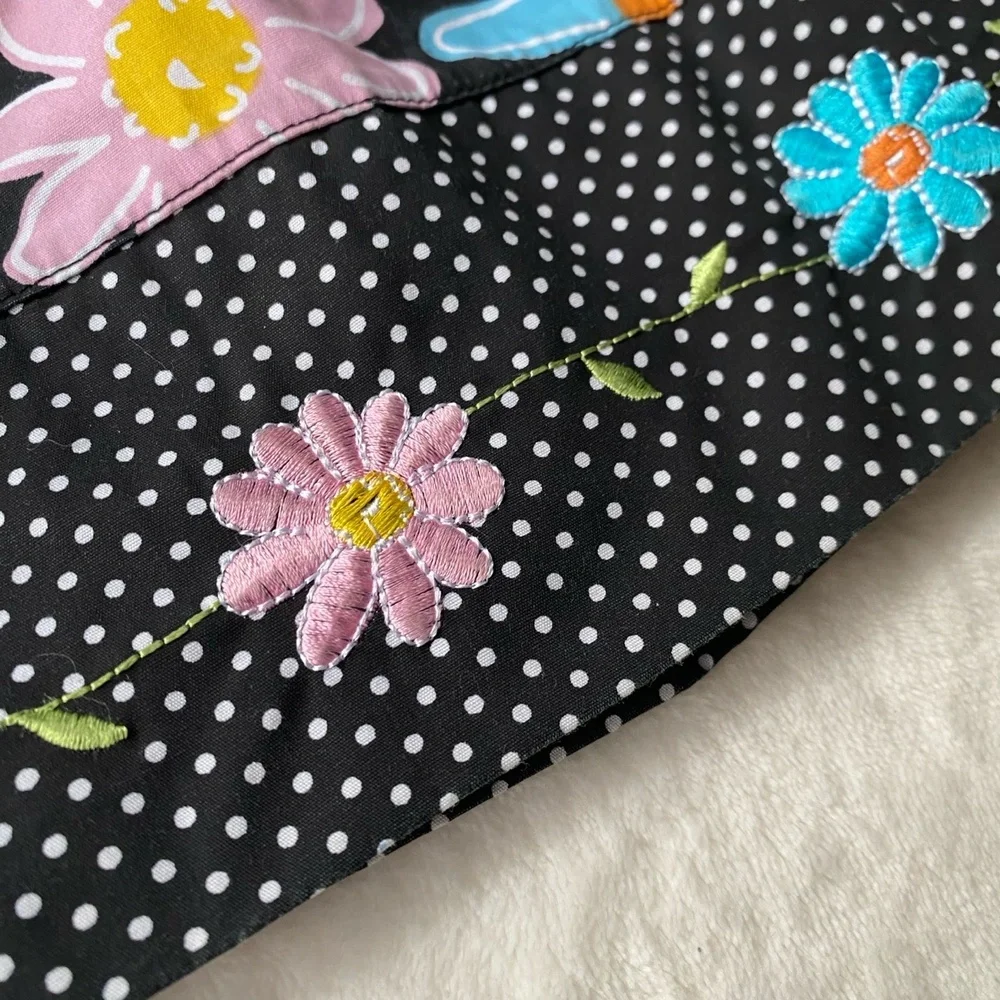 BLUEBERI Boulevard Dress Floral Black Polka‎ Dot Multicolored embroidered 4T